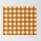 Retro Orange Gingham Check Throw Blanket Gallery Image 2