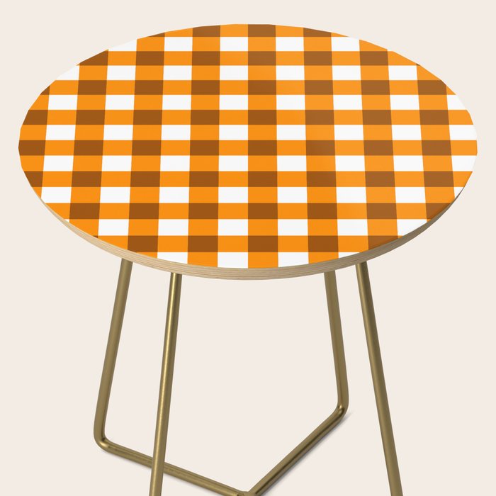 Retro Orange Gingham Check Side Table Gallery Image 2