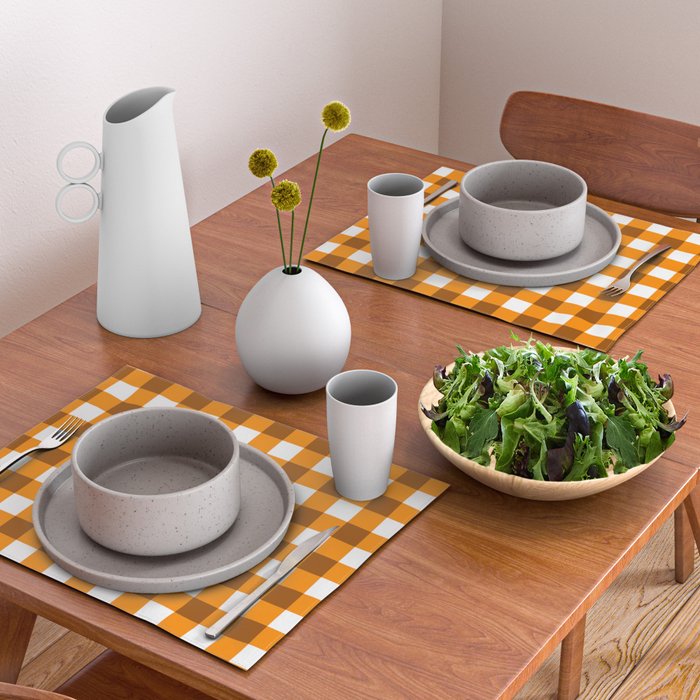 Retro Orange Gingham Check Placemat Gallery Image 2