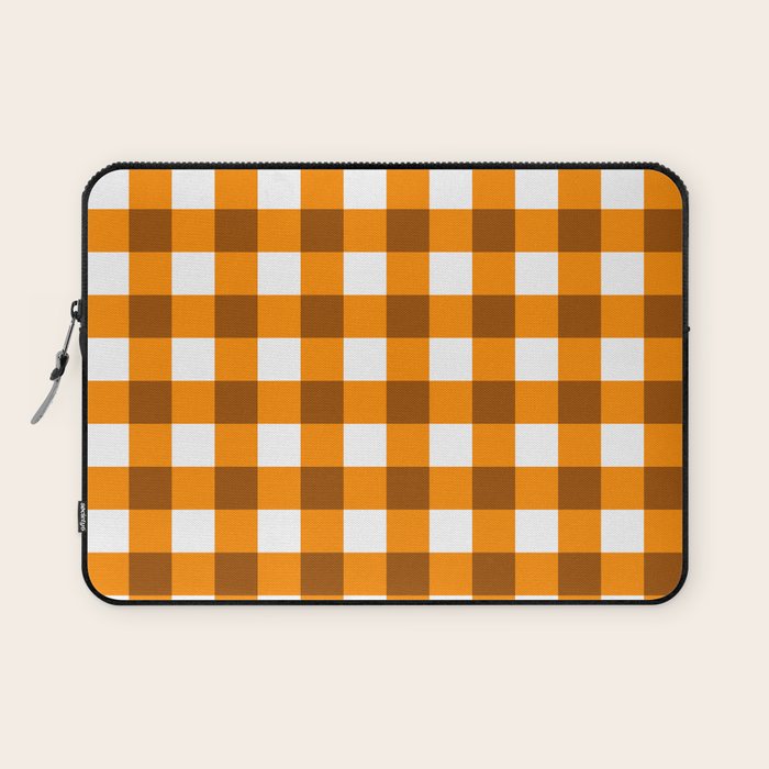 Retro Orange Gingham Check Laptop Sleeve Gallery Image 1