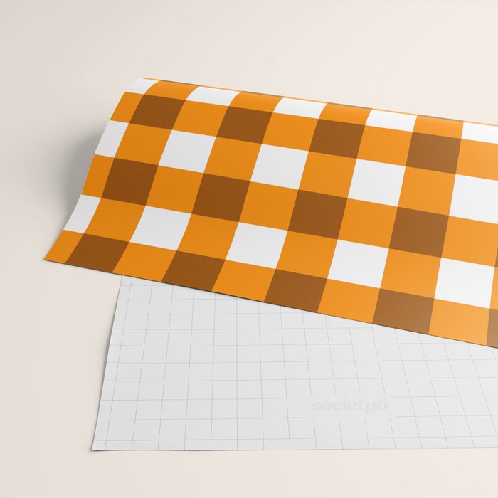 Retro Orange Gingham Check Wrapping Paper Gallery Image 2