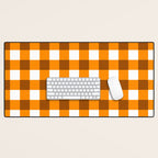 Retro Orange Gingham Check Desk Mat Gallery Image 1