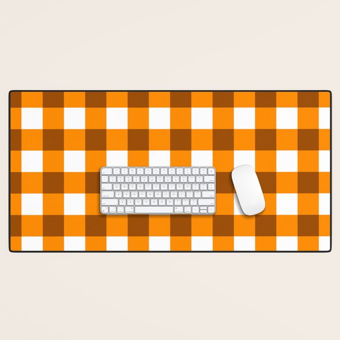 Retro Orange Gingham Check Desk Mat Gallery Image 1