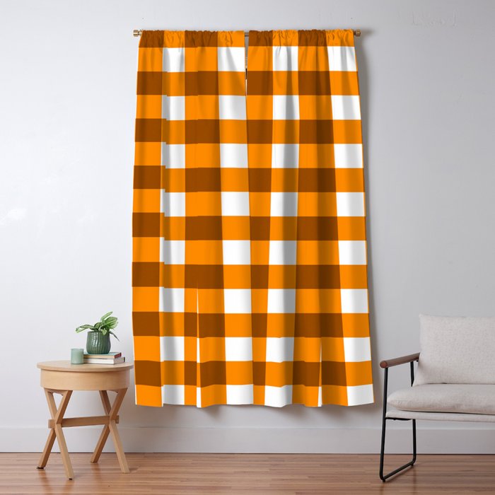 Retro Orange Gingham Check Window Curtain Gallery Image 1