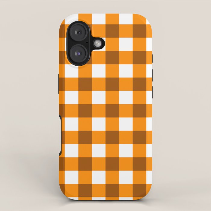 Retro Orange Gingham Check iPhone Case Gallery Image 1