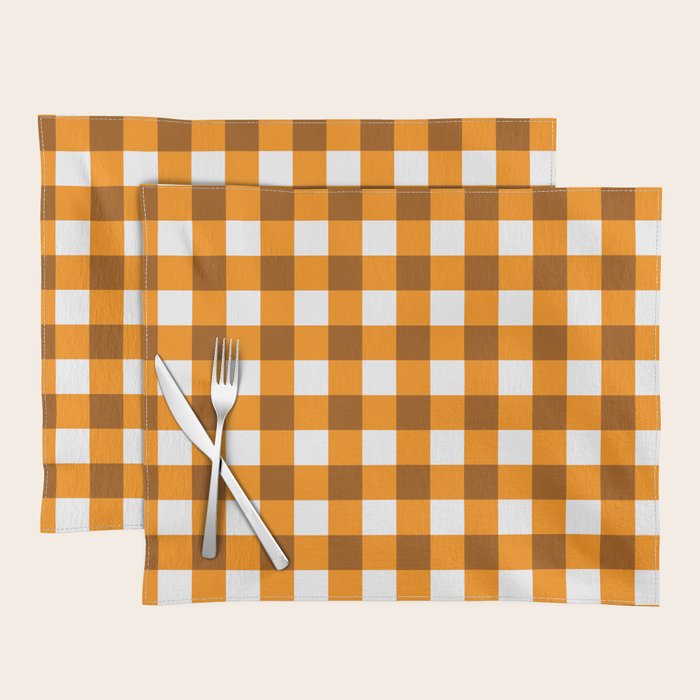 Retro Orange Gingham Check Placemat Gallery Image 1