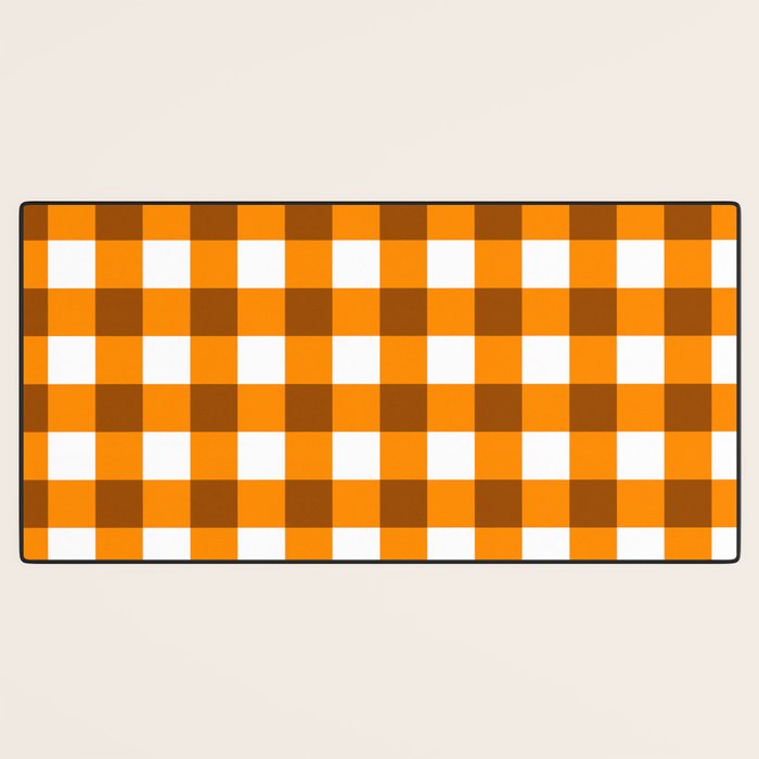 Retro Orange Gingham Check Desk Mat Gallery Image 3