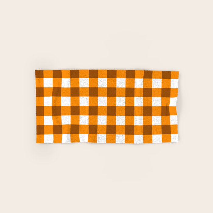Retro Orange Gingham Check Bath Towel Gallery Image 1