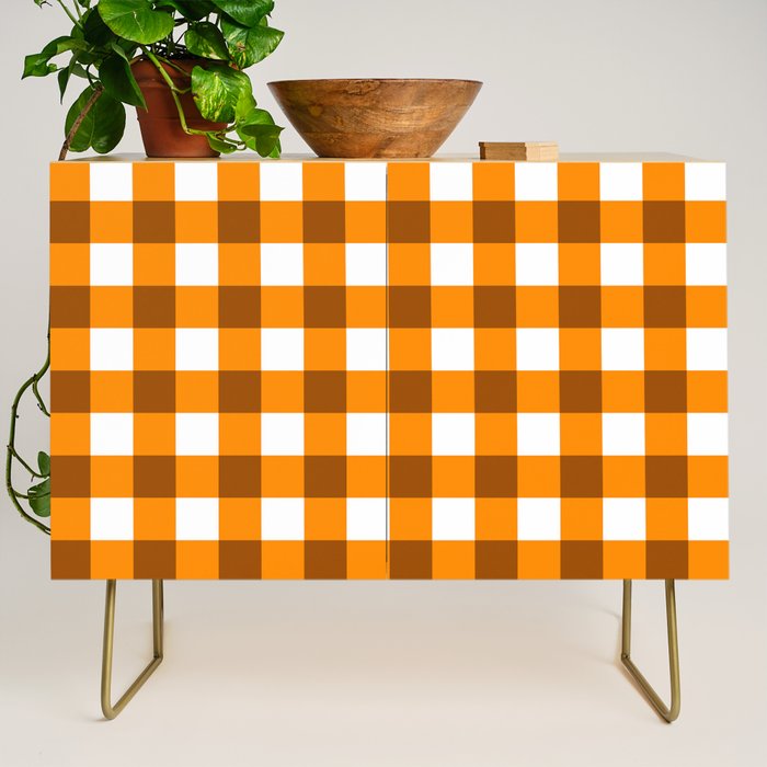 Retro Orange Gingham Check Credenza Gallery Image 1