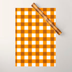 Retro Orange Gingham Check Wrapping Paper Gallery Image 1
