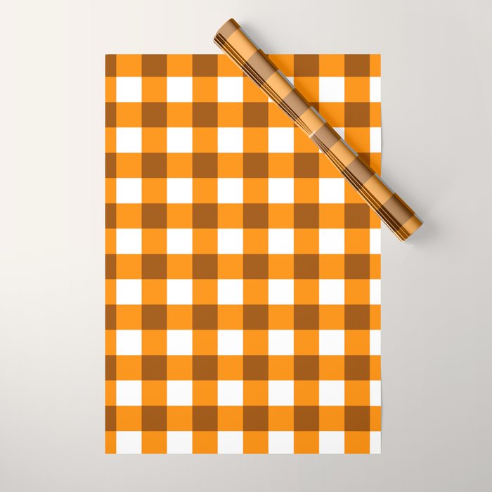 Retro Orange Gingham Check Wrapping Paper Gallery Image 1