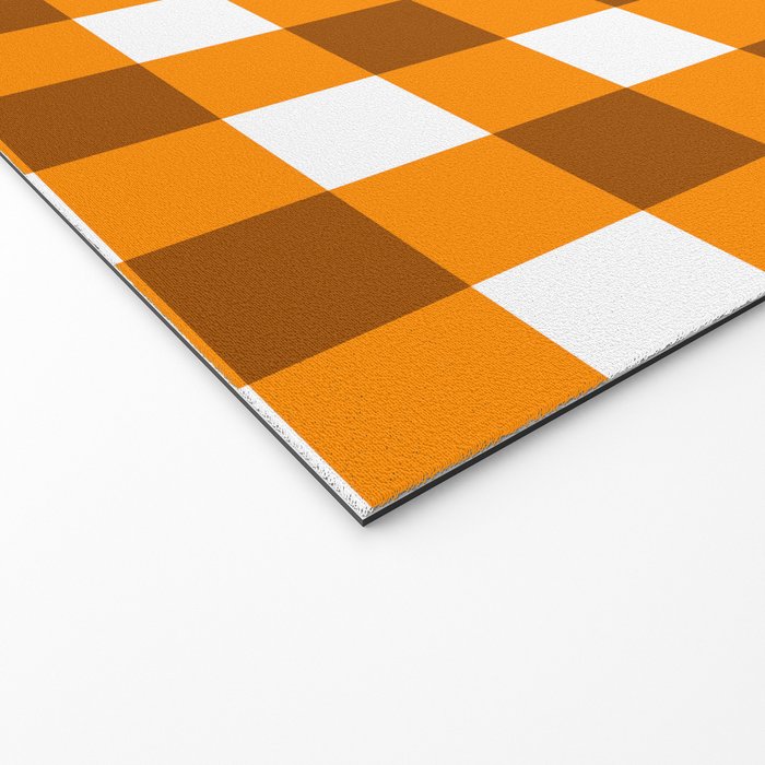 Retro Orange Gingham Check Welcome Mat Gallery Image 2
