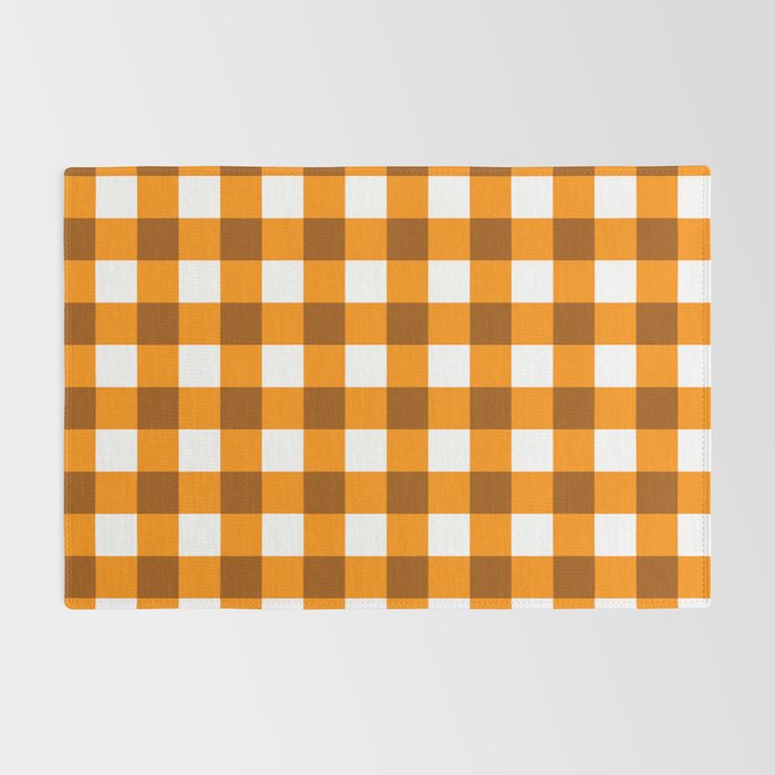 Retro Orange Gingham Check Rug Gallery Image 2
