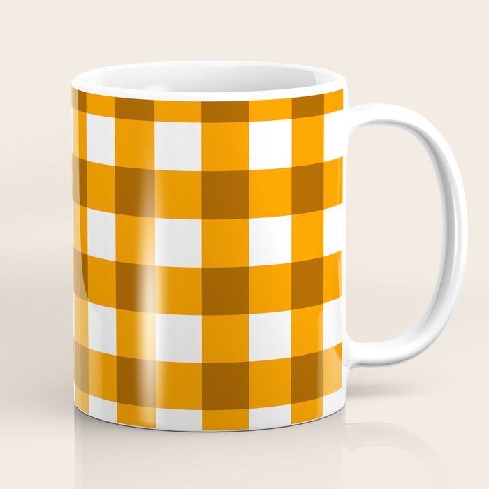 Retro Orange Gingham Check Coffee Mug Gallery Image 1