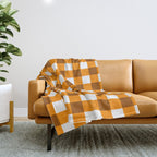 Retro Orange Gingham Check Throw Blanket Gallery Image 1