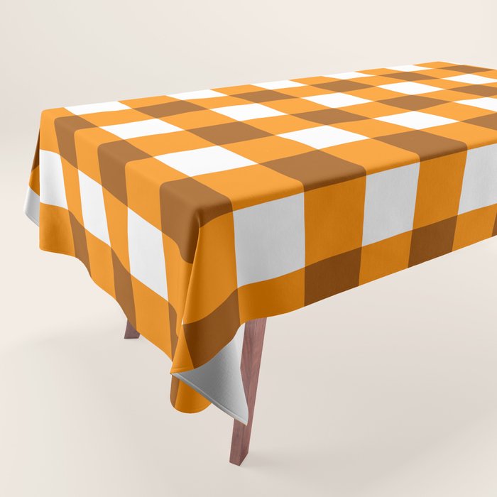 Retro Orange Gingham Check Tablecloth Gallery Image 1