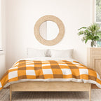Retro Orange Gingham Check Duvet Cover Gallery Image 3