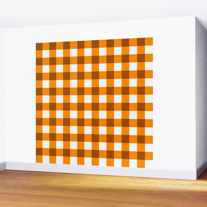 Retro Orange Gingham Check Wall Mural Gallery Image 2