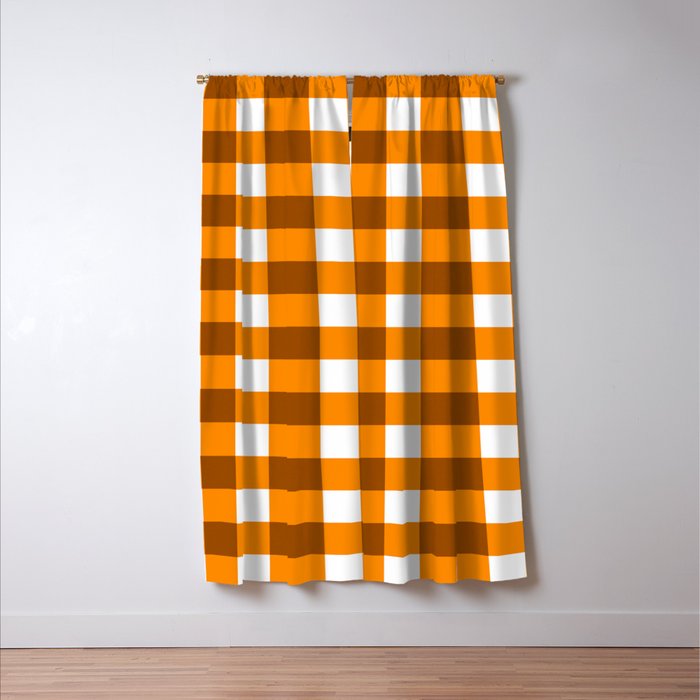 Retro Orange Gingham Check Window Curtain Gallery Image 3