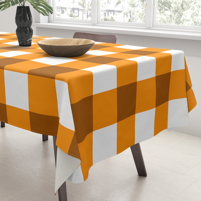 Retro Orange Gingham Check Tablecloth Gallery Image 3