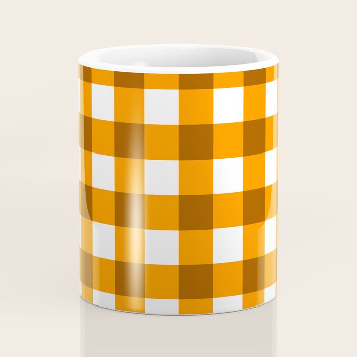 Retro Orange Gingham Check Coffee Mug Gallery Image 4