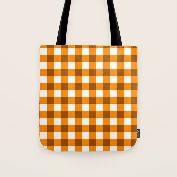 Retro Orange Gingham Check Tote Bag Gallery Image 1