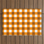 Retro Orange Gingham Check Outdoor Rug Gallery Image 1