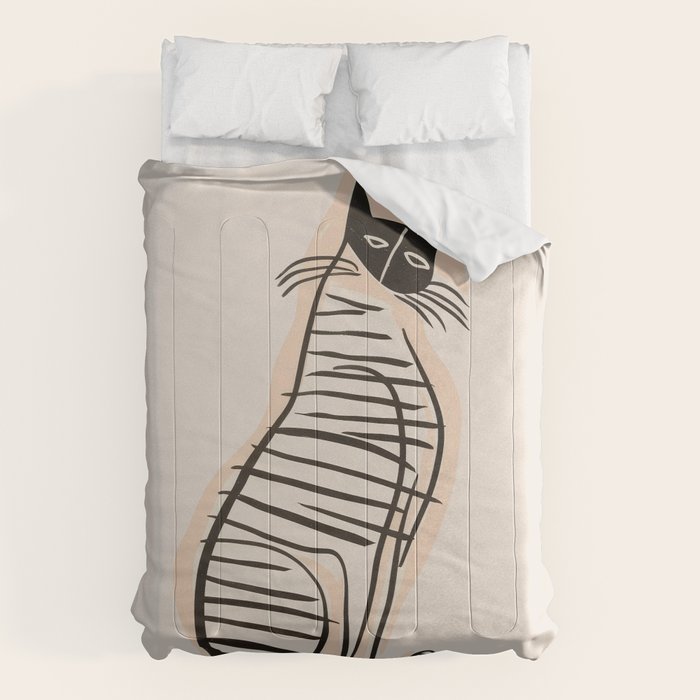 Abstract Cat in Lines Comforter Gallery Image 6