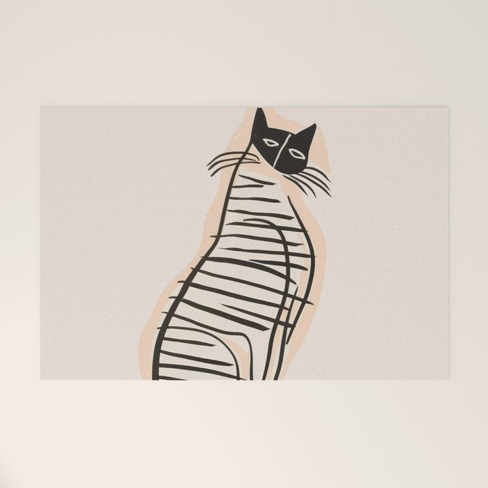 Abstract Cat in Lines Welcome Mat Gallery Image 1