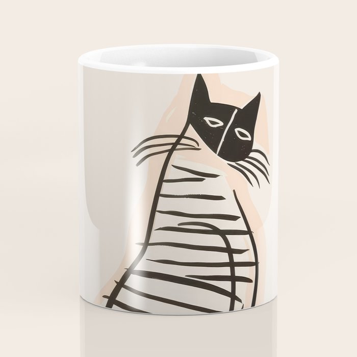 Abstract Cat in Lines Coffee Mug Gallery Image 4
