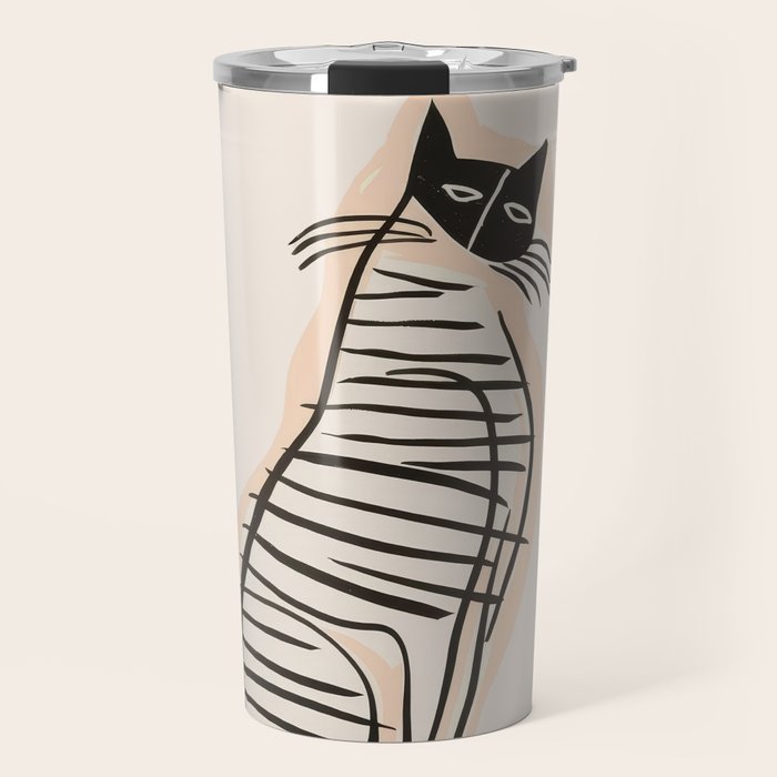 Abstract Cat in Lines Travel Mug Gallery Image 1