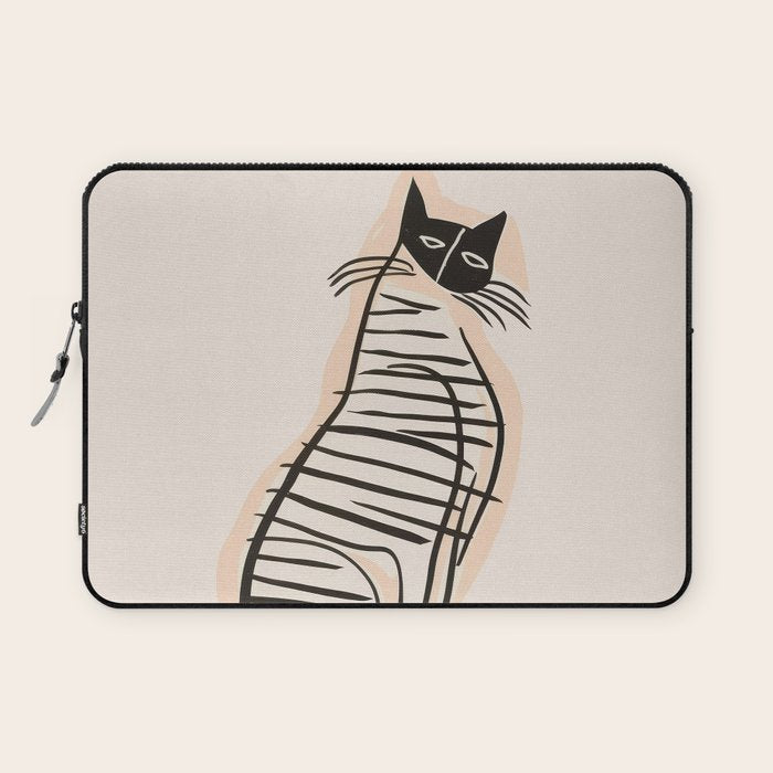 Abstract Cat in Lines Laptop Sleeve Gallery Image 1