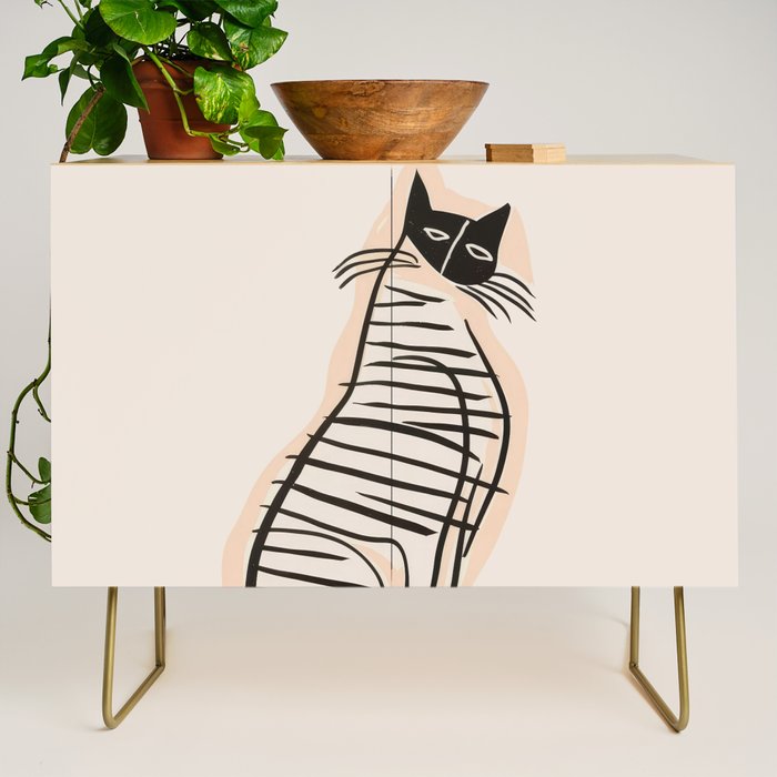 Abstract Cat in Lines Credenza Gallery Image 1