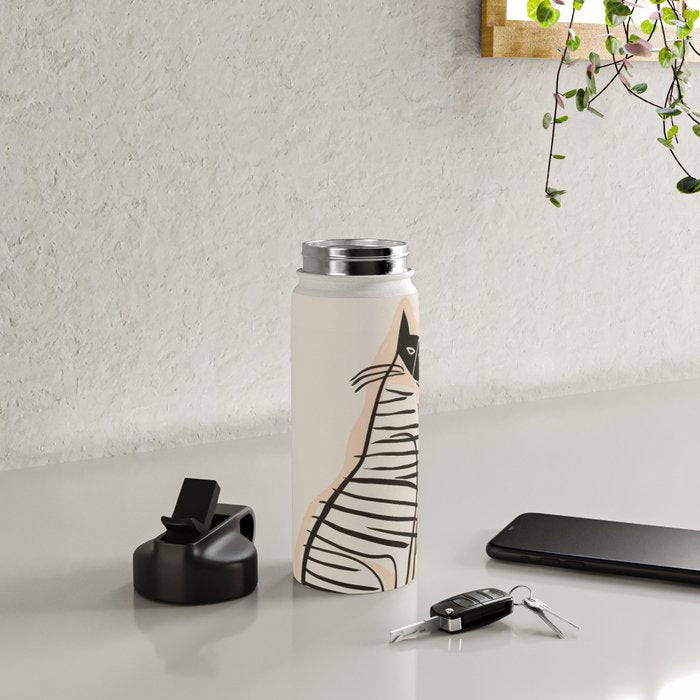 Abstract Cat in Lines Water Bottle Gallery Image 4