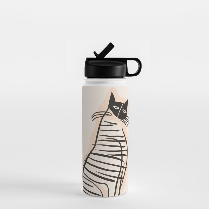 Abstract Cat in Lines Water Bottle Gallery Image 1