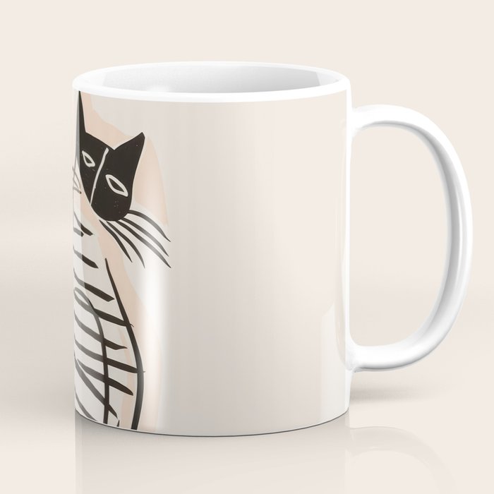 Abstract Cat in Lines Coffee Mug Gallery Image 1