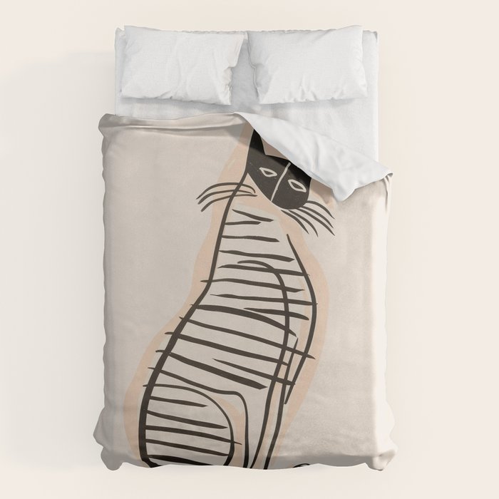 Abstract Cat in Lines Duvet Cover Gallery Image 1