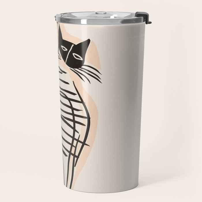 Abstract Cat in Lines Travel Mug Gallery Image 2