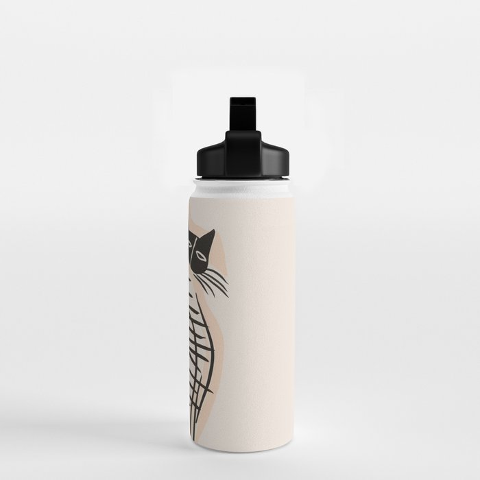 Abstract Cat in Lines Water Bottle Gallery Image 2