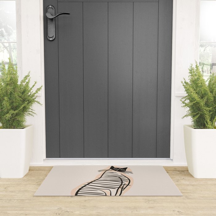 Abstract Cat in Lines Welcome Mat Gallery Image 3