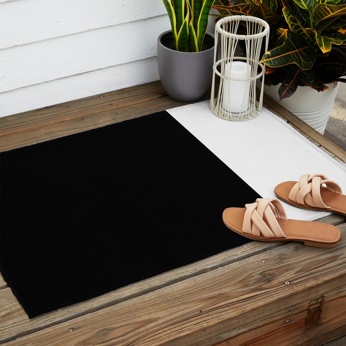 Color Block-Black and White Outdoor Rug Gallery Image 2