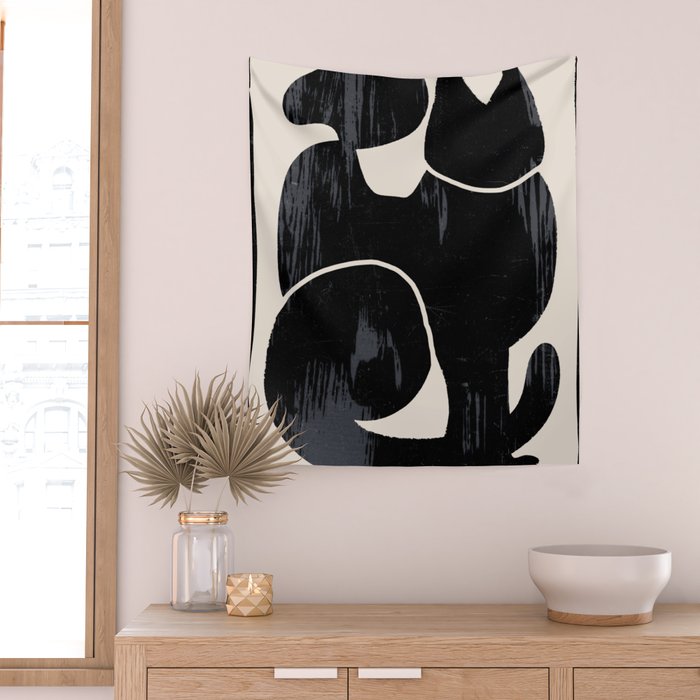 Modern Abstract Art Cat Wall Tapestry Gallery Image 2