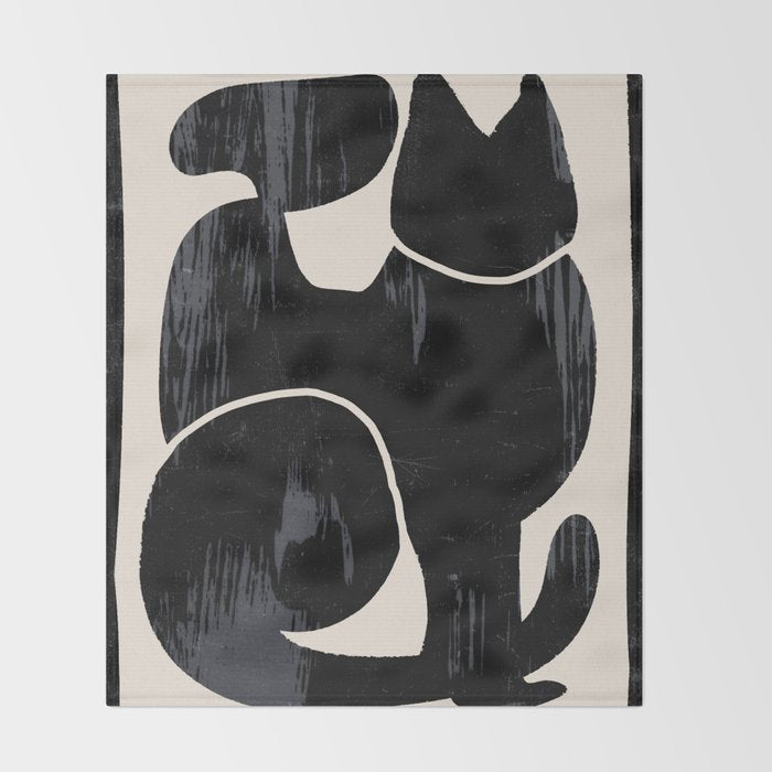Modern Abstract Art Cat Throw Blanket Gallery Image 2