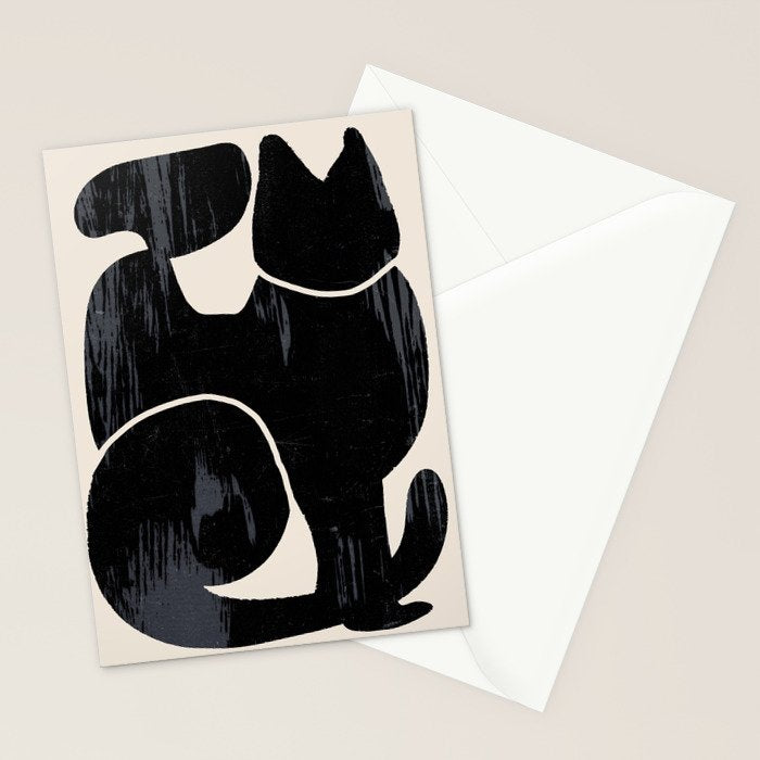 Modern Abstract Art Cat Stationery Card Gallery Image 2