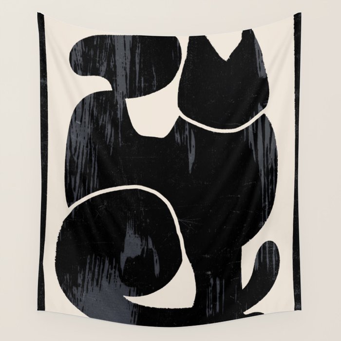 Modern Abstract Art Cat Wall Tapestry Gallery Image 4