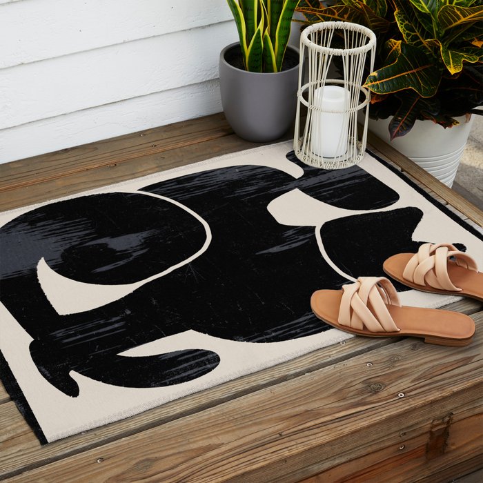Modern Abstract Art Cat Outdoor Rug Gallery Image 2