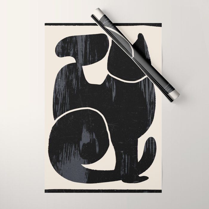 Modern Abstract Art Cat Wrapping Paper Gallery Image 1