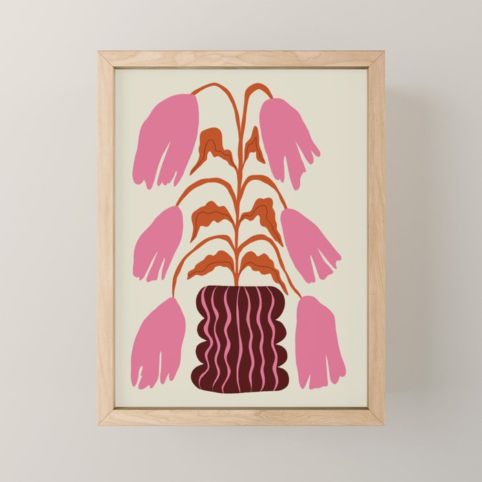 Pink dropping flower pottery   Mini Art Print Gallery Image 1
