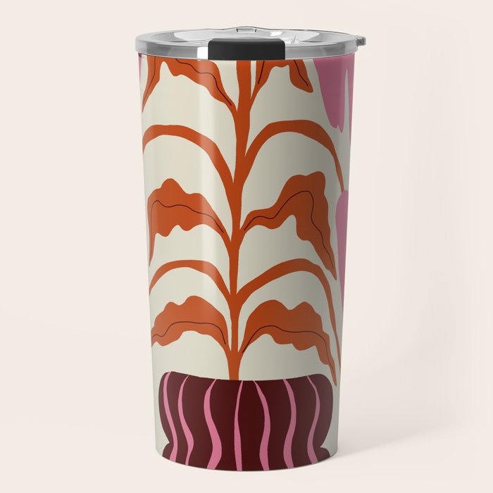 Pink dropping flower pottery   Travel Mug Gallery Image 1