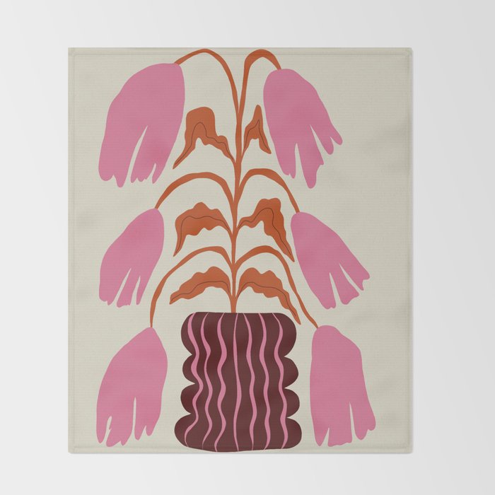 Pink dropping flower pottery   Throw Blanket Gallery Image 2